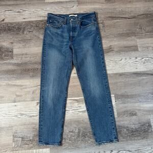 Levi's Premium Wedgie Straight Jeans High Rise Button Fly Medium Wash Denim 27